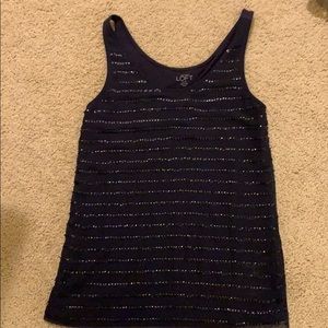 Loft navy blue sequin top